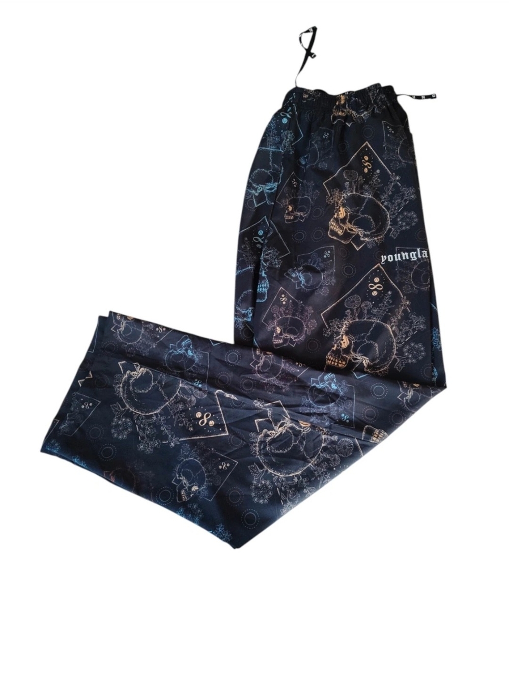 Youngla Men’s Black Skull Graphic Jogger Pants